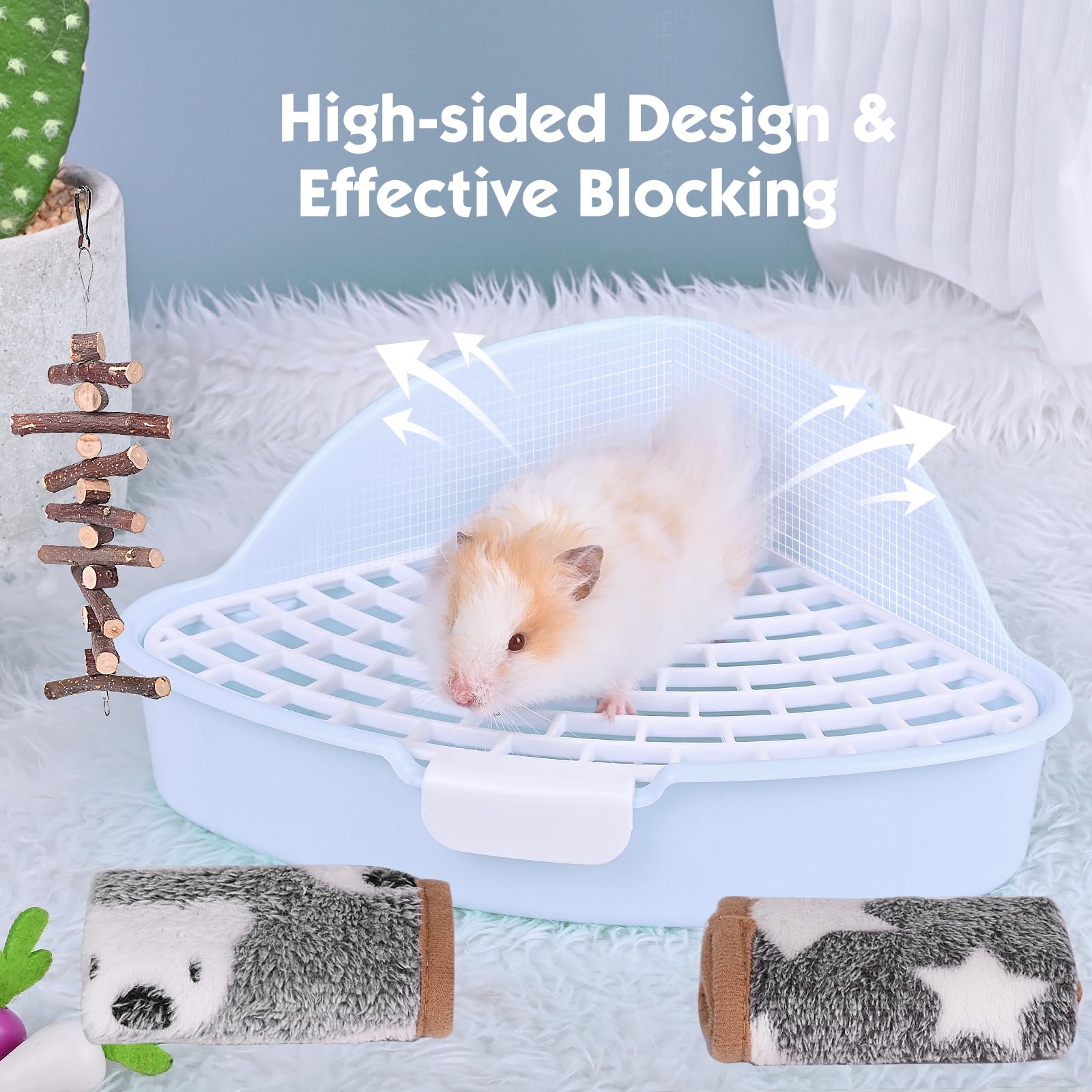 Rubyhome Triangle Rabbit Litter Box Bunny Potty Training Corner Small Animal Toilet Litter Box Pet Toilet Bedding Pee Pan Tray F